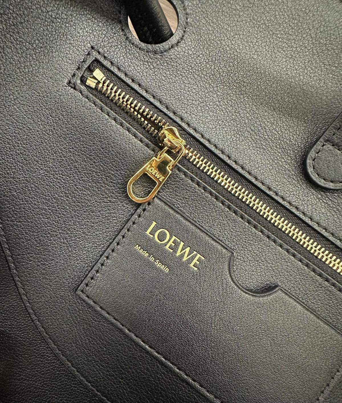 LOEWE 25S MADRID BAG 28 IN BLACK CALFSKIN GOLD HARDWARE