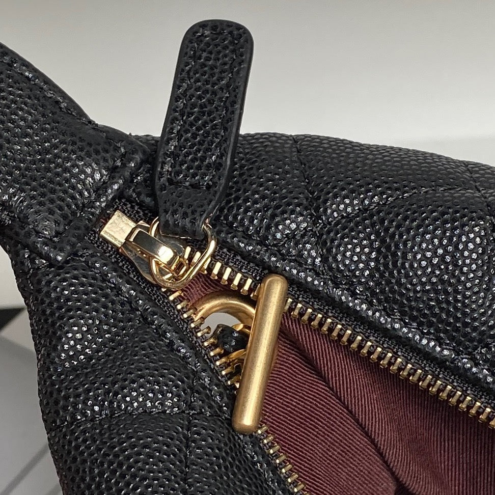 CHANEL 25S HOBO BAG 22 IN BLACK CAVIAR LEATHER