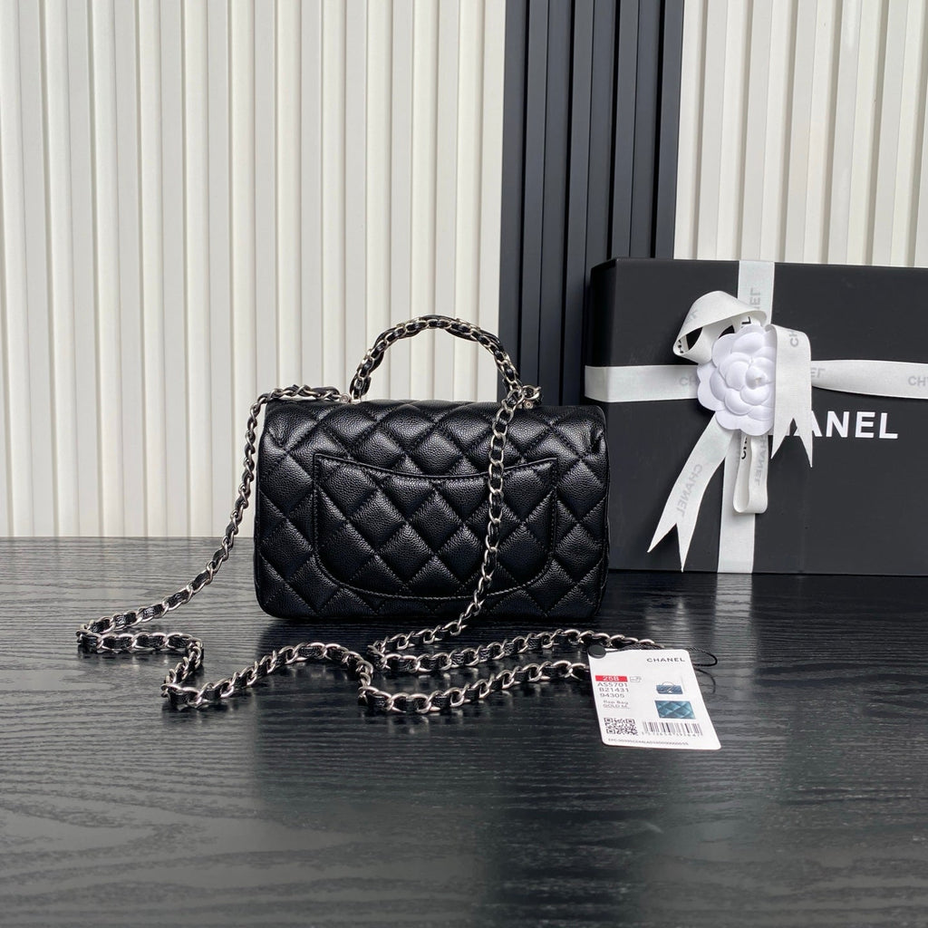 CHANEL 25S FLAP BAG 19 IN BLACK CALFSKIN SILVER HARDWARE