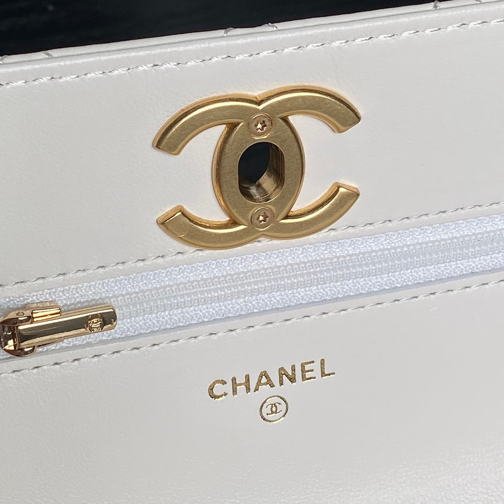 CHANEL 25S CHAIN WALLET 19 IN IVORY LAMBSKIN GOLD HARDWARE