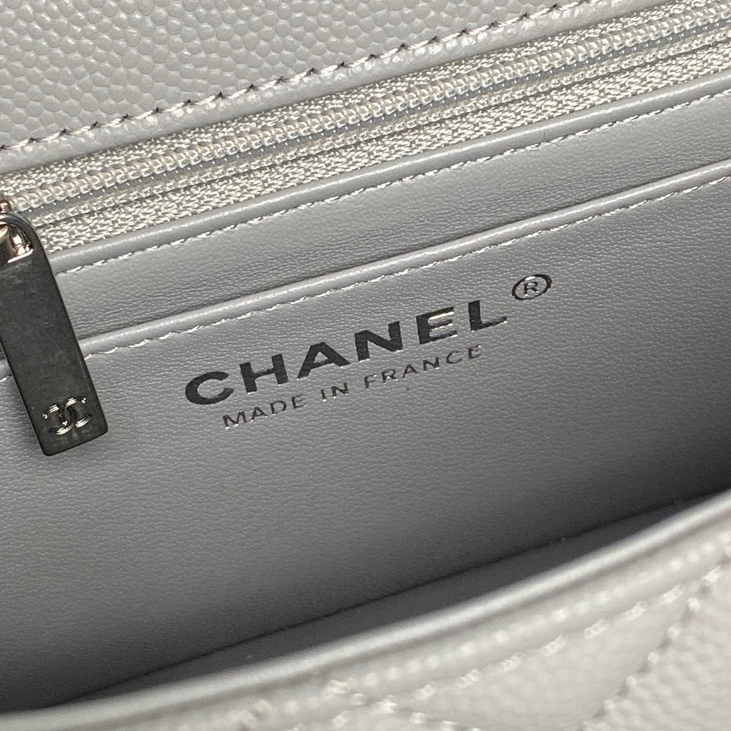 CHANEL 25S FLAP BAG 19 IN CHARCOAL GRAY CALFSKIN SILVER HARDWARE