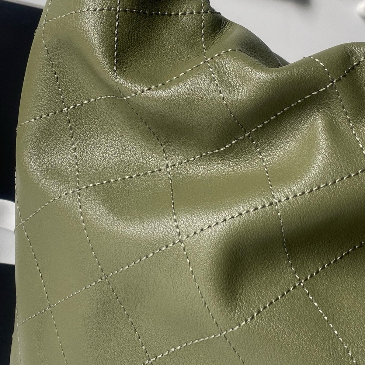 CHANEL 25S HOBO BAG 45 IN DARK GREEN LAMBSKIN