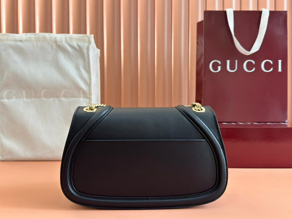 GUCCI 26S BLONDIE SHOULDER BAG 26 IN BLACK CALFSKIN