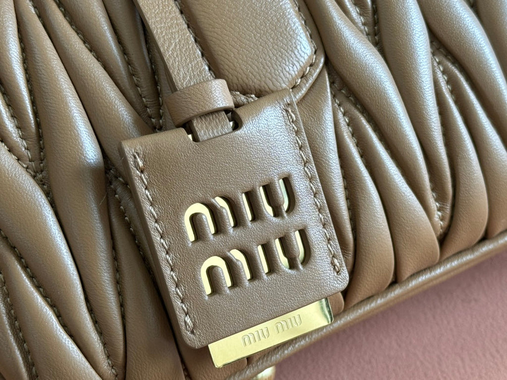 ARCADIE MATELASSÉ BAG 27 IN SEPIA BROWN CALFSKIN GOLD HARDWARE