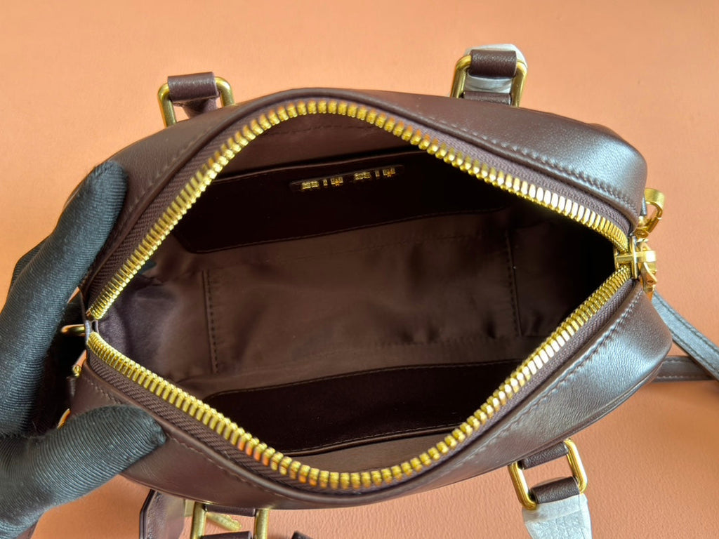 ARCADIE MATELASSÉ BAG 19 IN CHESTNUT BROWN LAMBSKIN GOLD HARDWARE