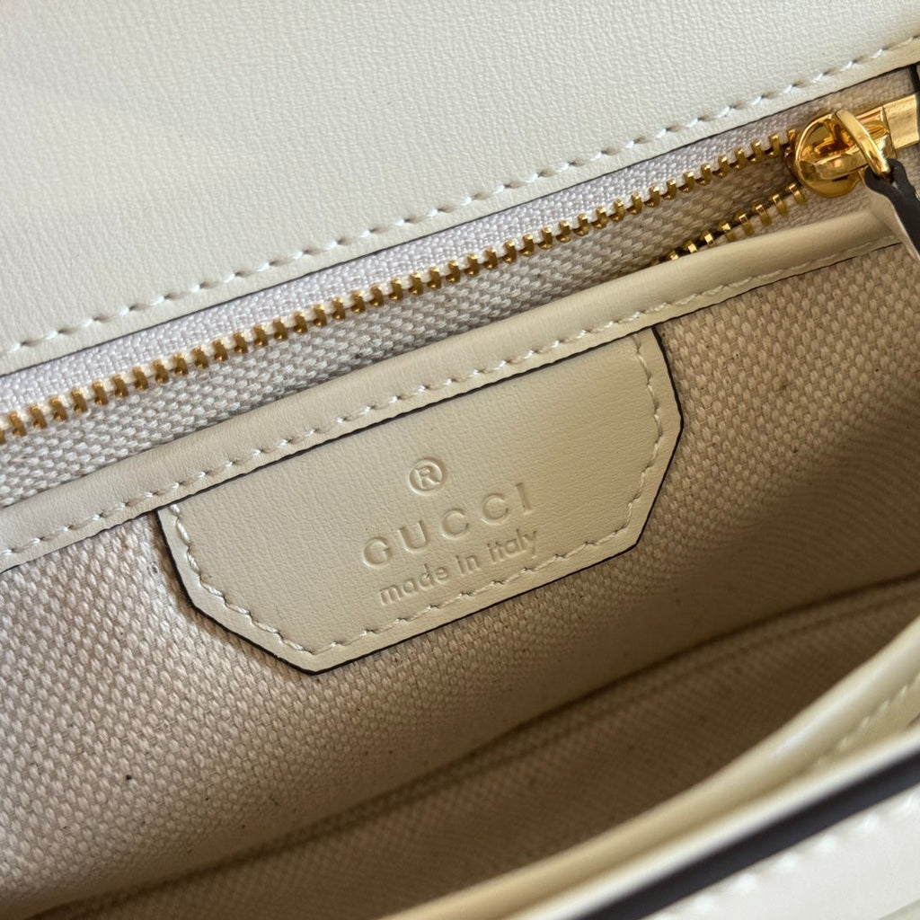 GUCCI BAMBOO MINI BAG 21 WHITE IN CALFSKIN