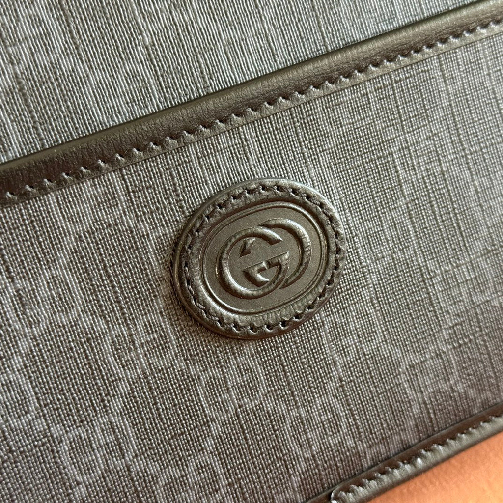 GUCCI MINI BAG 22 GREY AND BLACK WITH INTERLOCKING G IN CANVAS