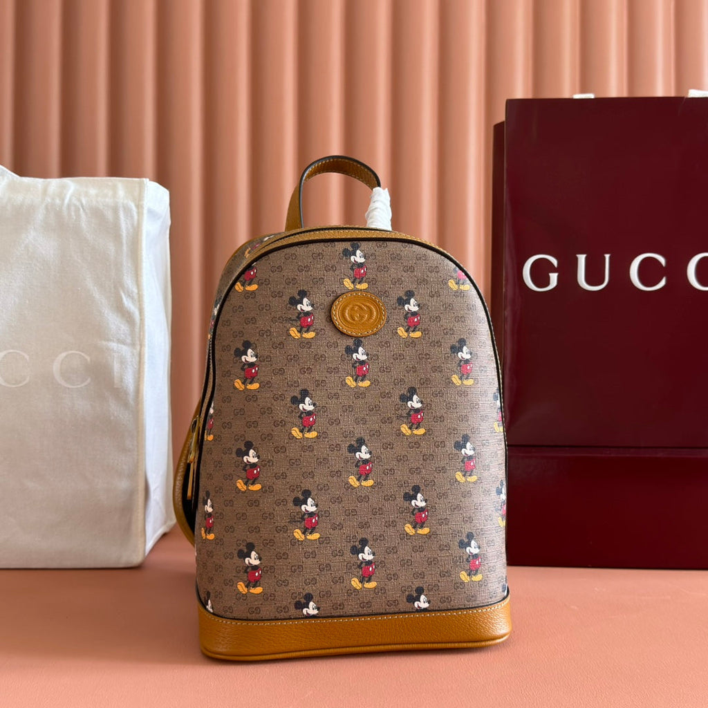 GUCCI DONALD MICKEY SMALL BACKPACK 29 CARAMEL IN CALFSKIN