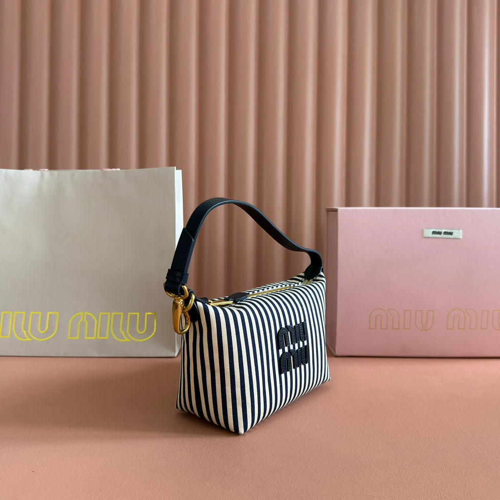 HOBO BAG 25 STRIPED WITH LOGO IN CANVAS