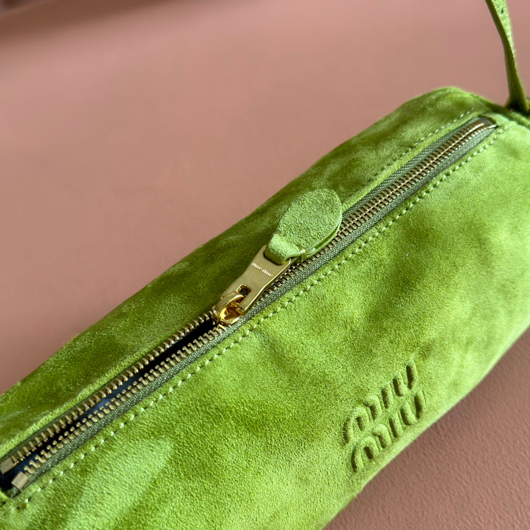 SUEDE BAG 22 BRIGHT LIME GREEN GOLD HARDWARE