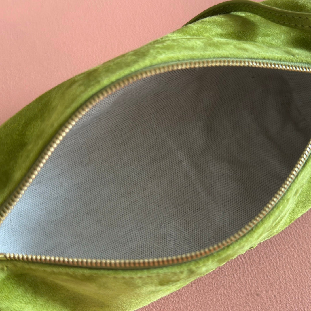SUEDE BAG 22 BRIGHT LIME GREEN GOLD HARDWARE