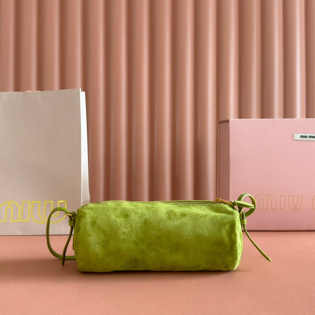 SUEDE BAG 22 BRIGHT LIME GREEN GOLD HARDWARE