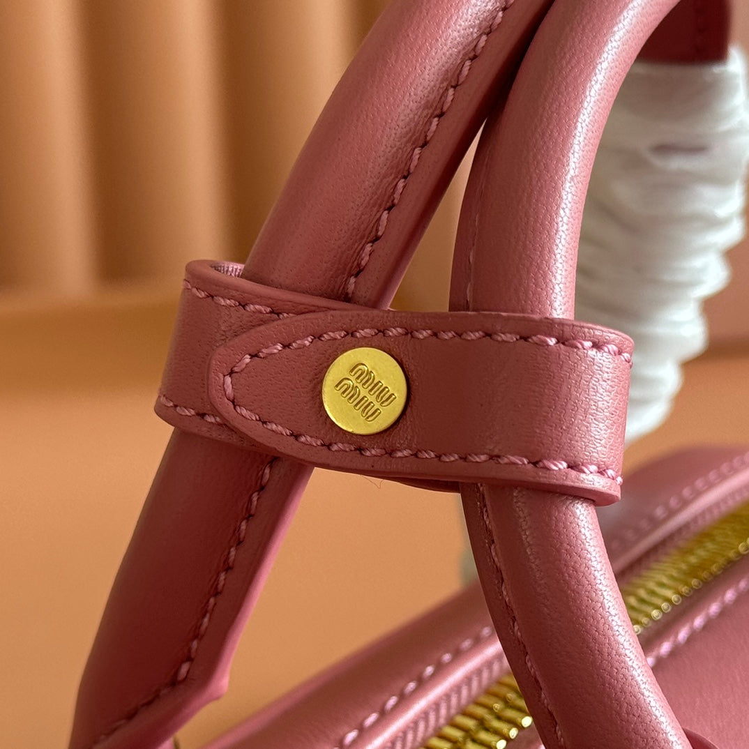 MIUMIU 26S ARCADIE MATELASSE BAG 19 IN DUSTY ROSE PINK CALFSKIN GOLD HARDWARE