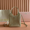 MIUMIU 26S CRYSTAL TOTE 24 BAG IN DARK BEIGE CALFSKIN