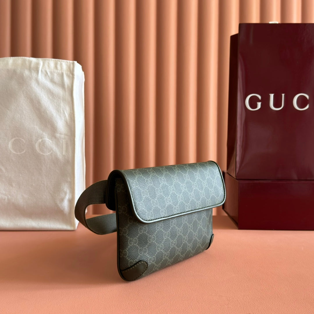 GUCCI 25S WAIST BAG 24 CM IN MOSS GREEN CALFSKIN