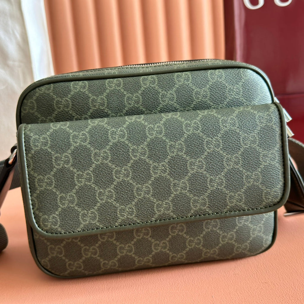 GUCCI 25S SHOULDER CROSSBODY BAG 23 CM IN MOSS GREEN CALFSKIN