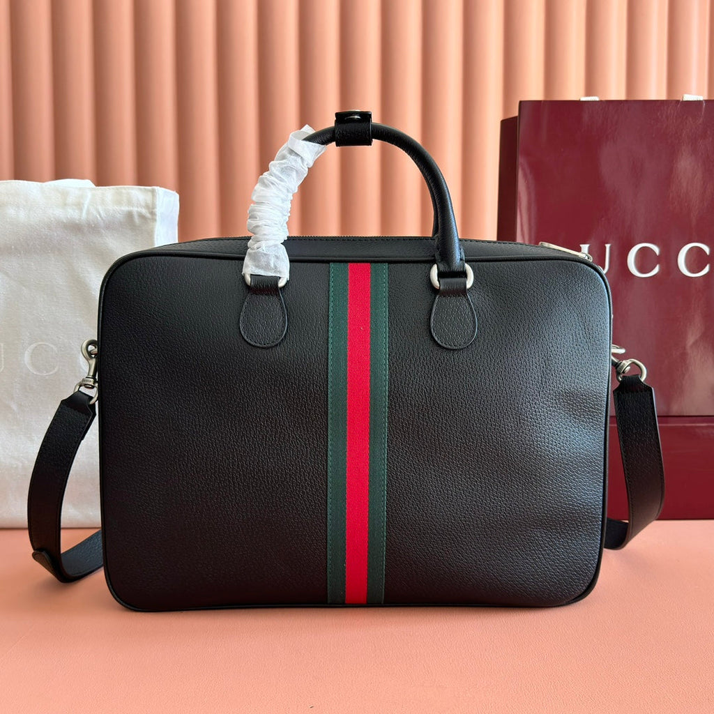 GUCCI 25S OPHIDIA LARGE DOCUMENT CASE 40 CM IN BLACK CALFSKIN