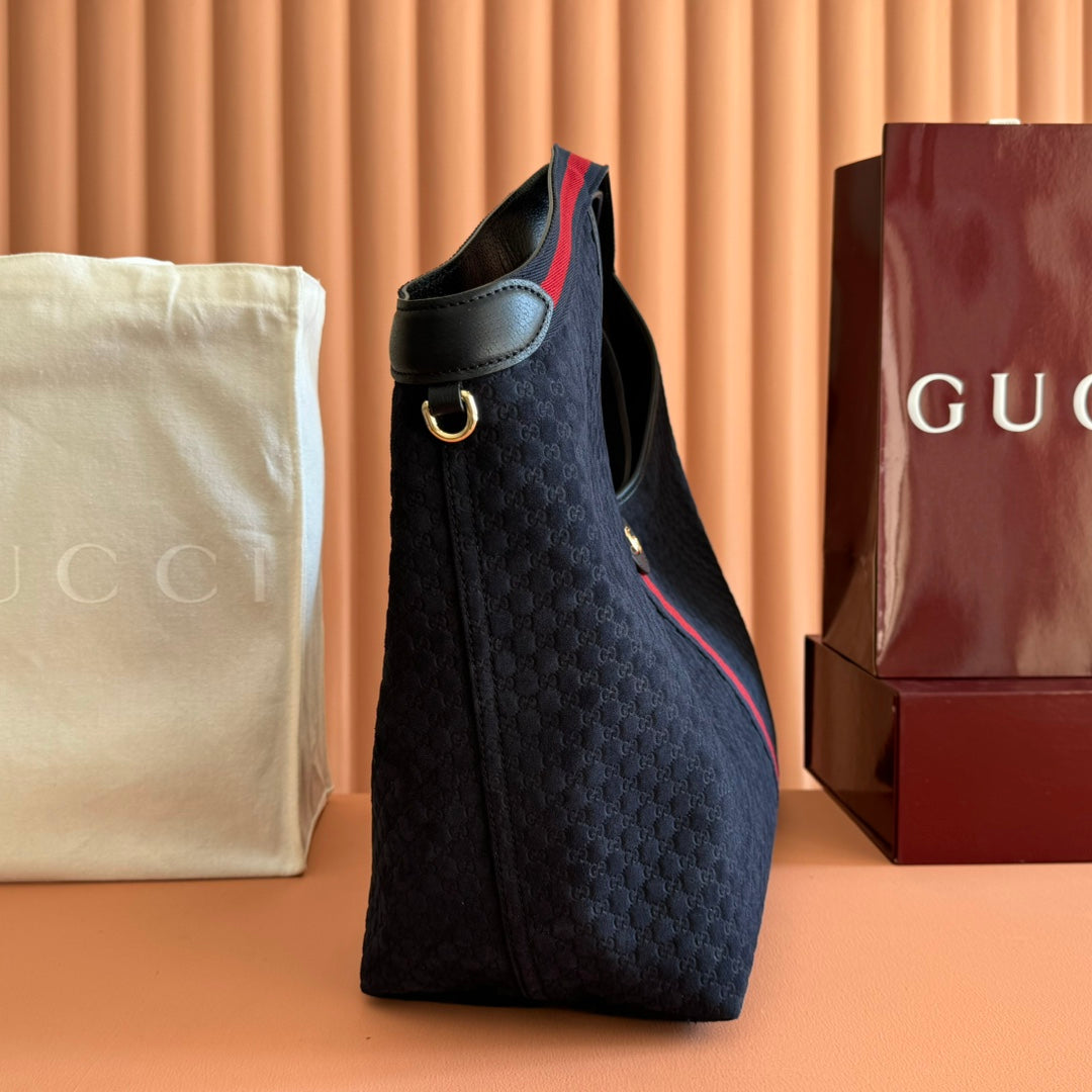 GUCCI 25S GIGLIO LARGE TOTE BAG 60 CM IN CHARCOAL GRAY CANVAS