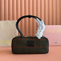 MIUMIU 26S BEAU CANVAS BAG 28 IN MULTICOLOR WOOL AND BLACK CALFSKIN
