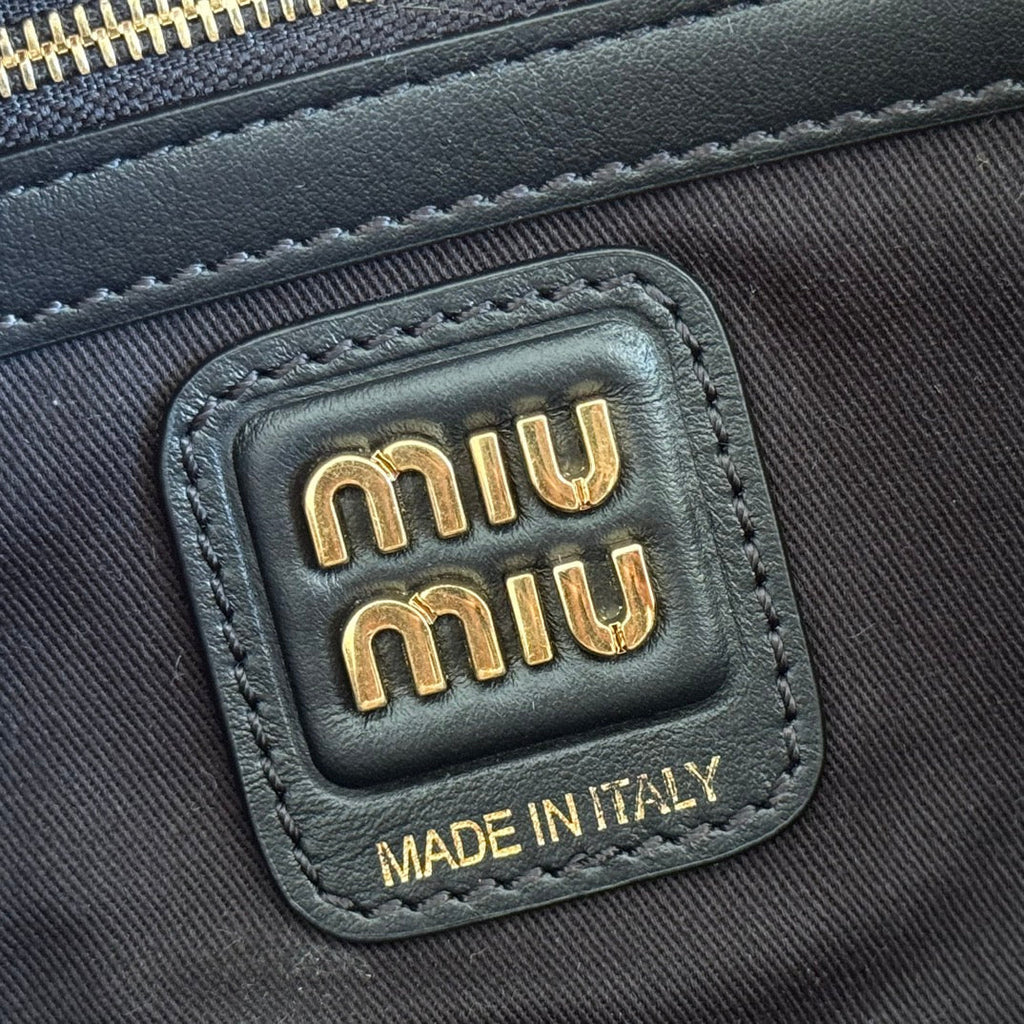 MIUMIU 26S BEAU CANVAS BAG 28 IN MULTICOLOR WOOL AND BLACK CALFSKIN