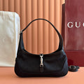 GUCCI 26S JACKIE SLIM SHOULDER BAG 27 IN BLACK CANVAS