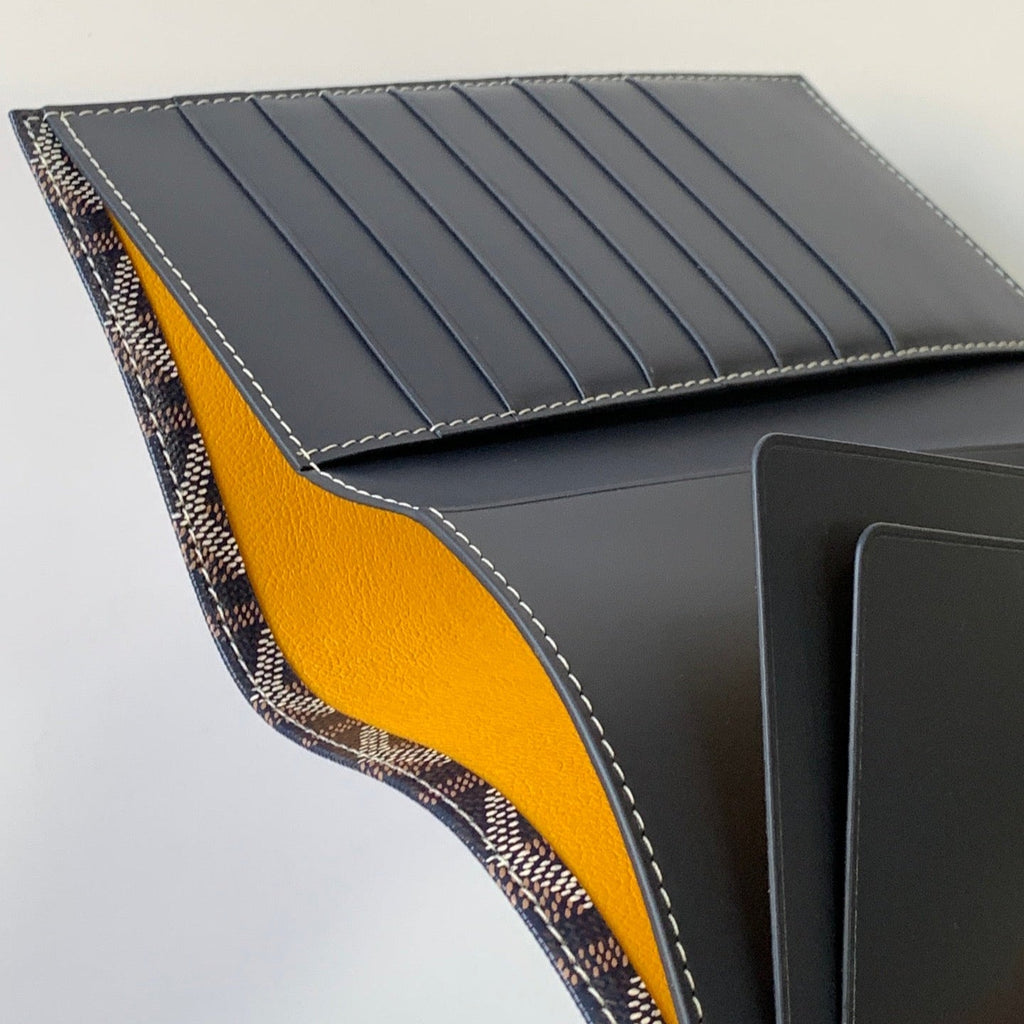 RICHELIEU CHECKBOOK WALLET 19 IN NAVY BLUE GOYARDINE CANVAS AND CALFSKIN
