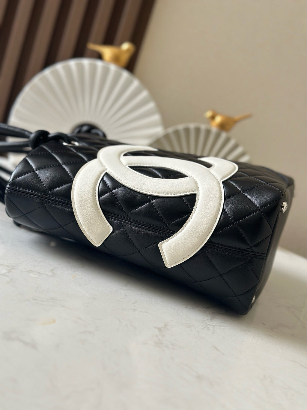 CHANEL 25S CAMBON LIGNE TOTE BAG 24 IN BLACK MIX WHITE CALFSKIN STYLE 1