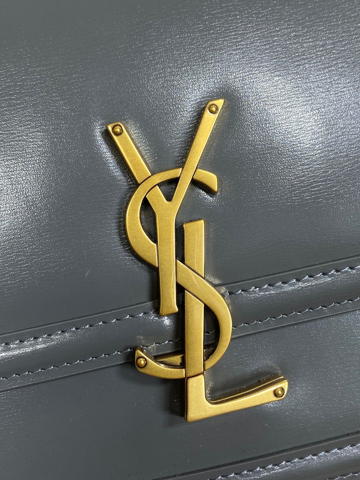 SOLFERINO SMALL SATCHEL 23 IN DARK GREY CALFSKIN GOLD HARDWARE