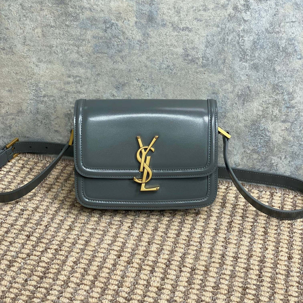 SOLFERINO SMALL SATCHEL 19 IN DARK GREY CALFSKIN GOLD HARDWARE