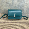 SOLFERINO SMALL SATCHEL 23 IN CERULEAN BLUE CALFSKIN GOLD HARDWARE