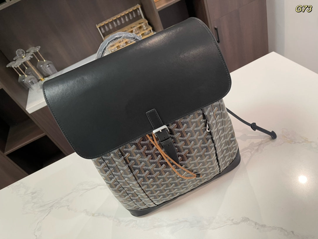 ALPIN BACKPACK 37 IN BLACK LAMBSKIN AND GOYARDINE CANVAS