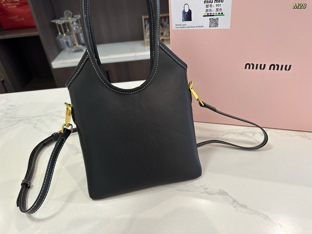 IVY MINI TOTE BAG 20 IN BLACK CALFSKIN