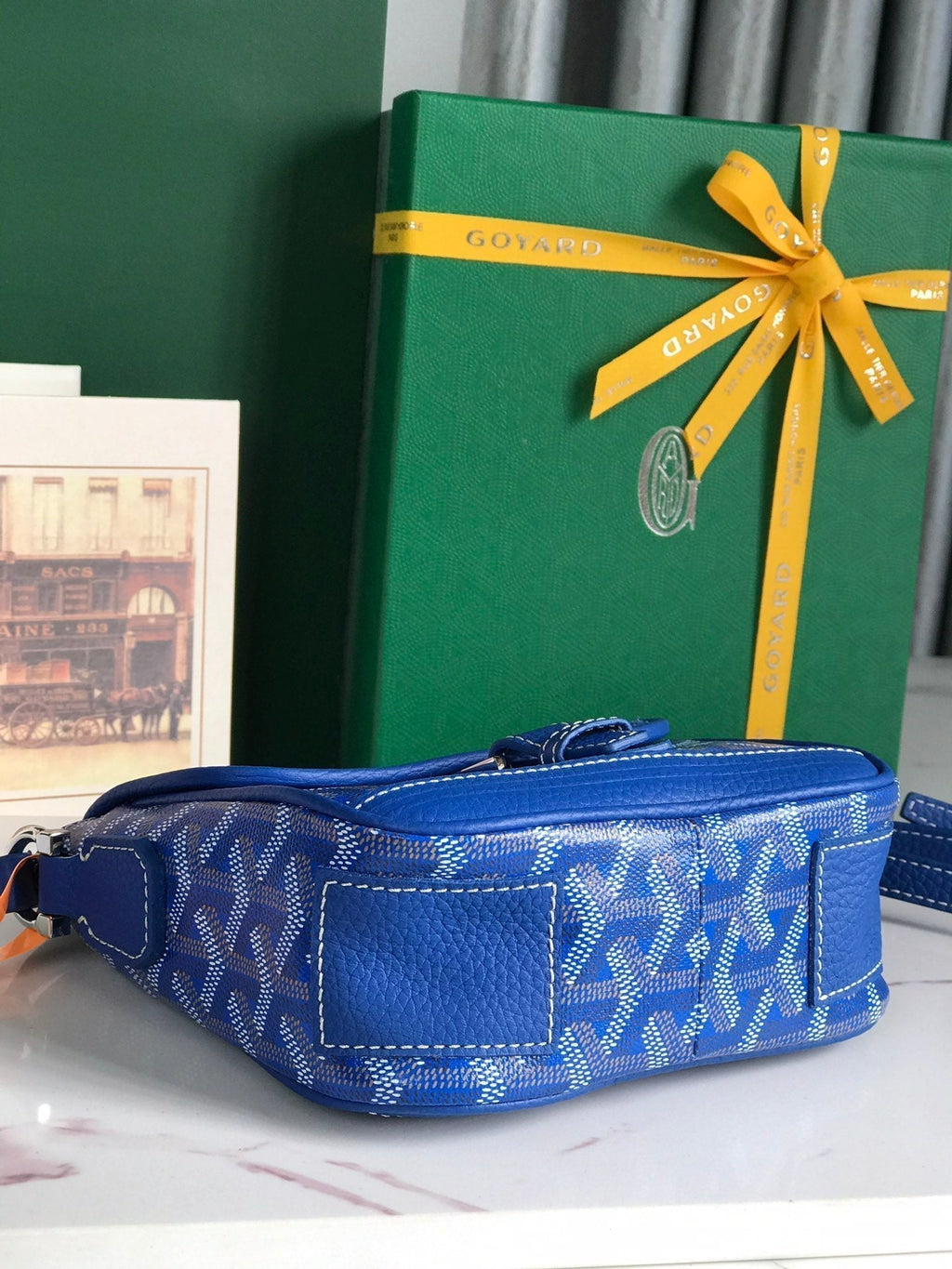 GRAND BLEU 16 IN SAPPHIRE BLUE GOYARDINE CANVAS AND LAMBSKIN