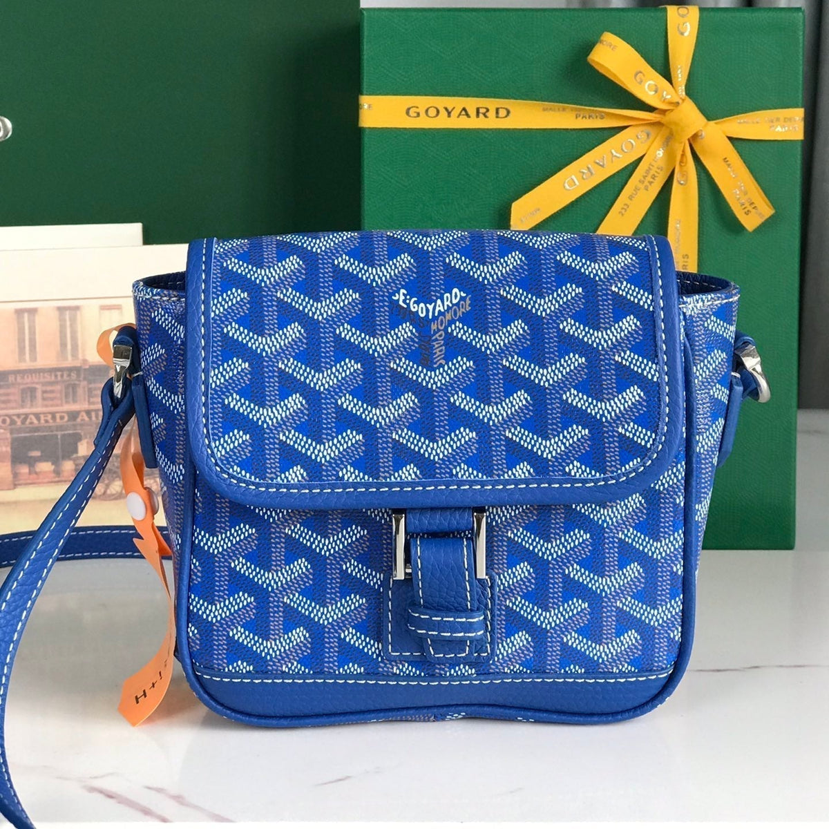 GRAND BLEU 16 IN SAPPHIRE BLUE GOYARDINE CANVAS AND LAMBSKIN
