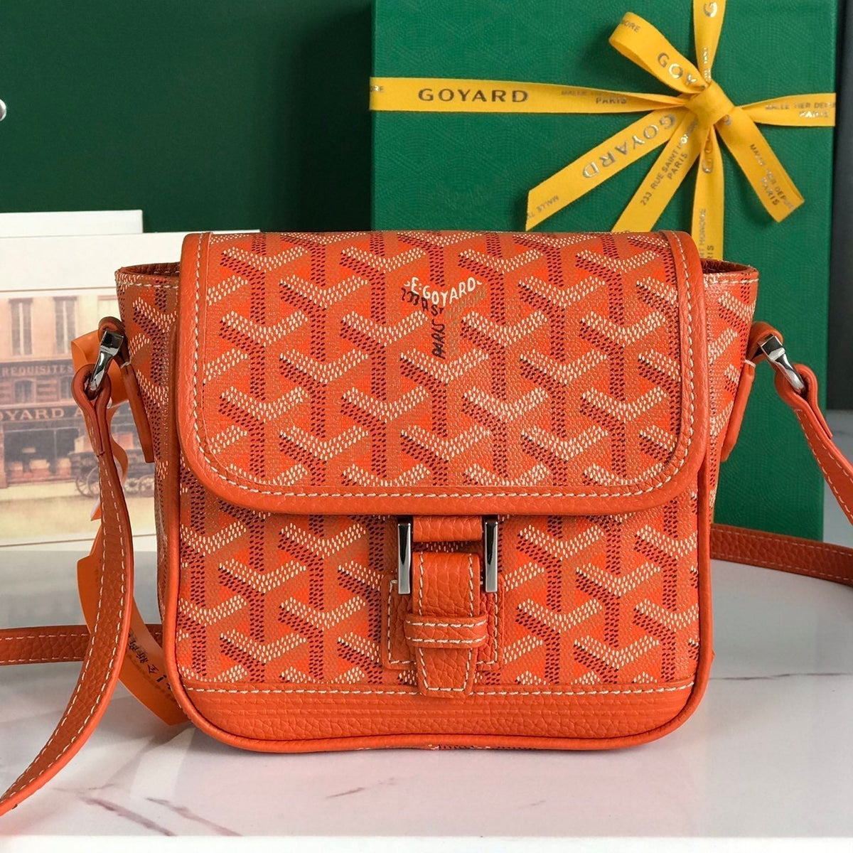 GRAND BLEU 16 IN ORANGE GOYARDINE CANVAS AND LAMBSKIN