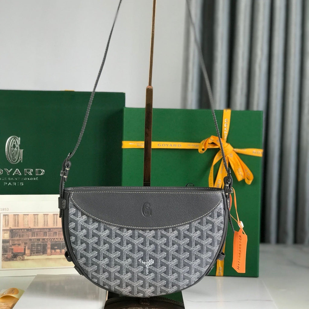 HIRONDELLE BAG 25 IN GRAY LAMBSKIN AND GOYARDINE CANVAS