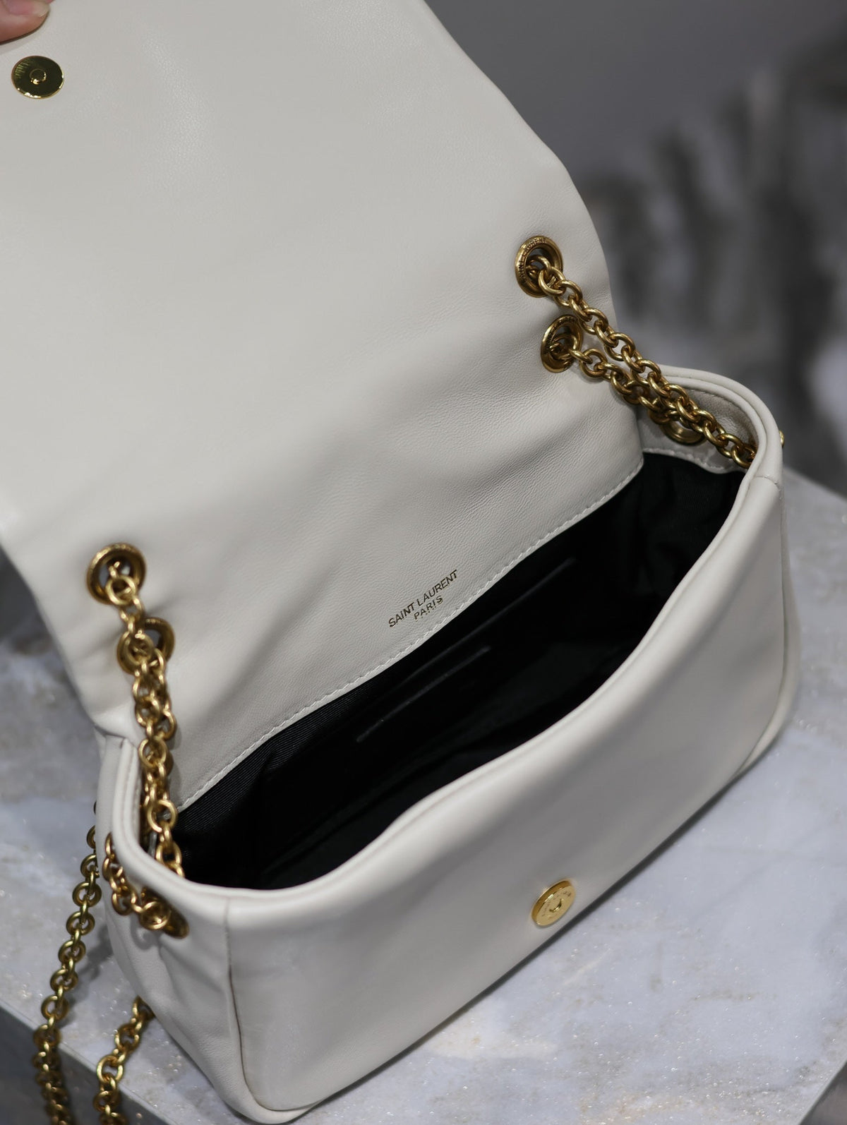 YSL 25S JAMIE MINI 20 IN BLANC VINTAGE LAMBSKIN GOLD HARDWRE