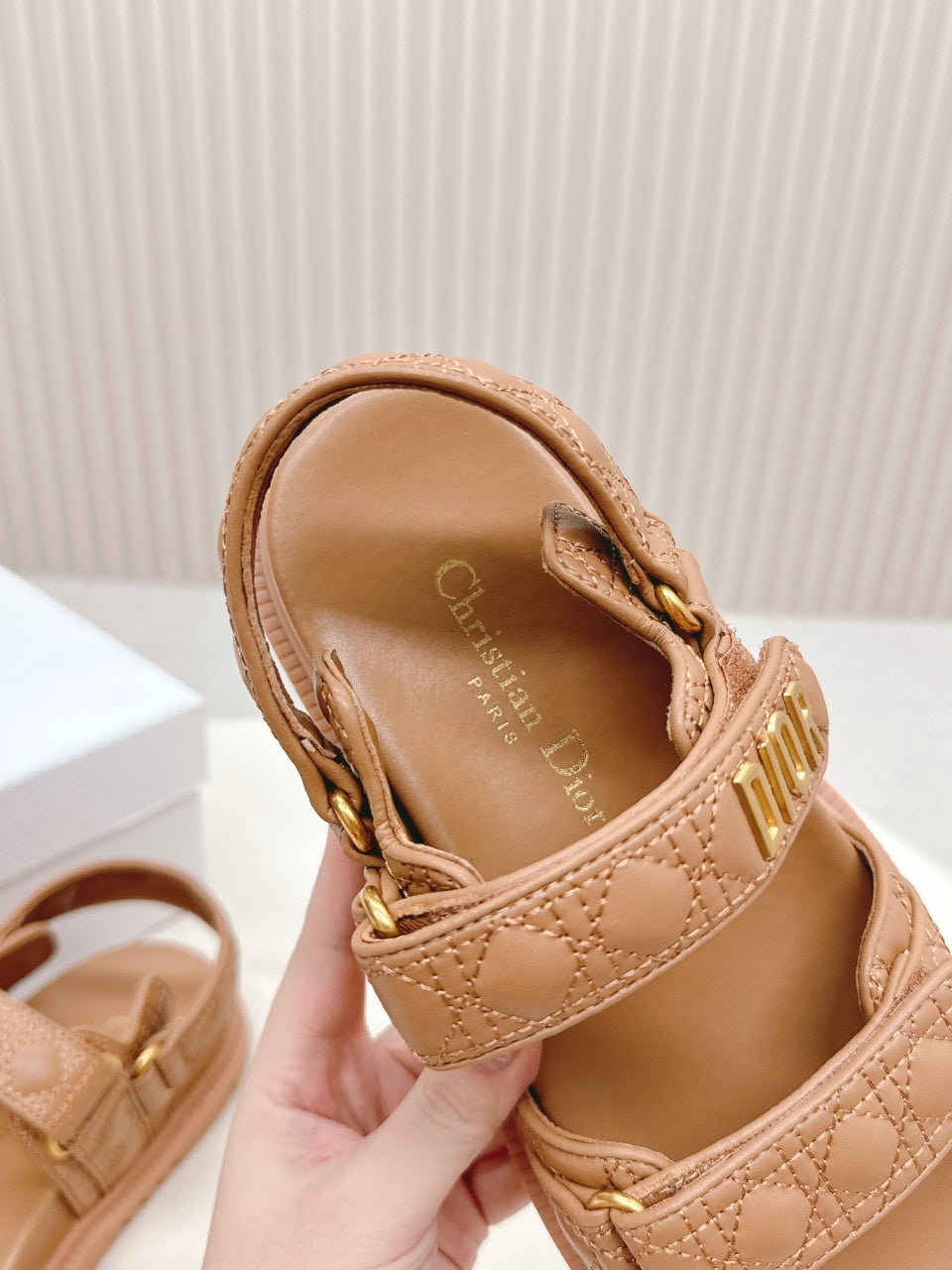 DIOR BACK-STRAP SANDALS 25S IN BROWN CALFSKIN