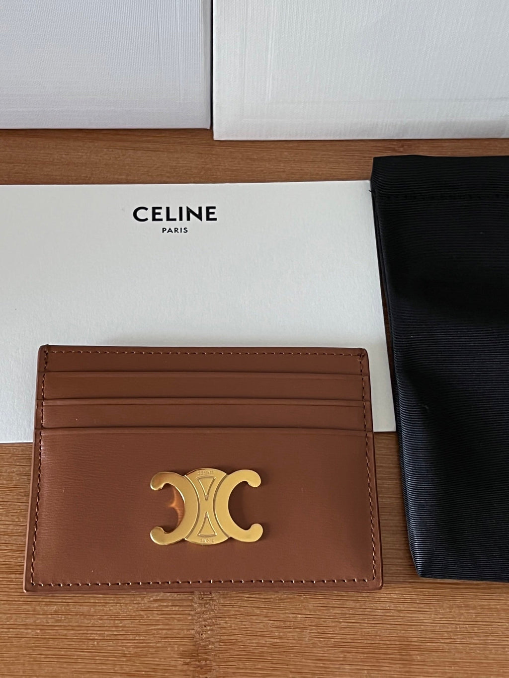 CELINE 25S CARD HOLDER WITH TRIOMPHE LOGO 11 IN DARK BROWN CALFSKIN