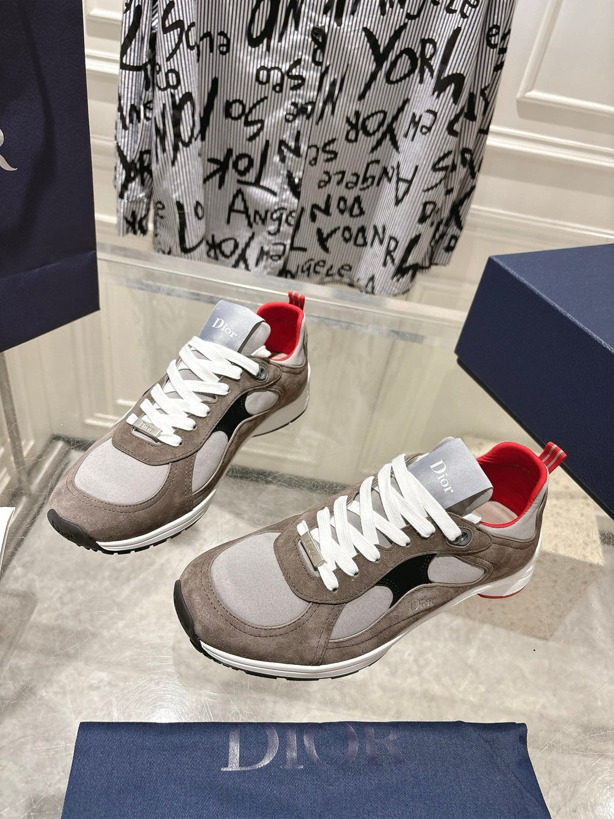DIOR 25S MILE SERIES SNEAKERS 25MM IN BROWN SUEDE