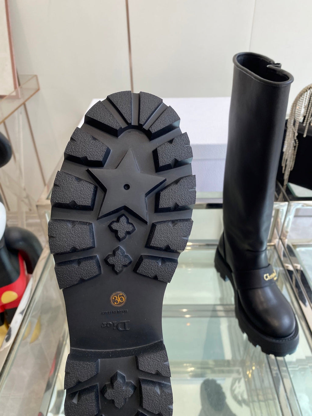 DIOR 25S BROGUE BOOTS 35MM IN BLACK CALFSKIN GOLD HARDWARE