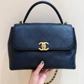 CHANEL 25S MEDIUM FLAP BAG 28 IN BLACK CALFSKIN GOLD HARDWARE