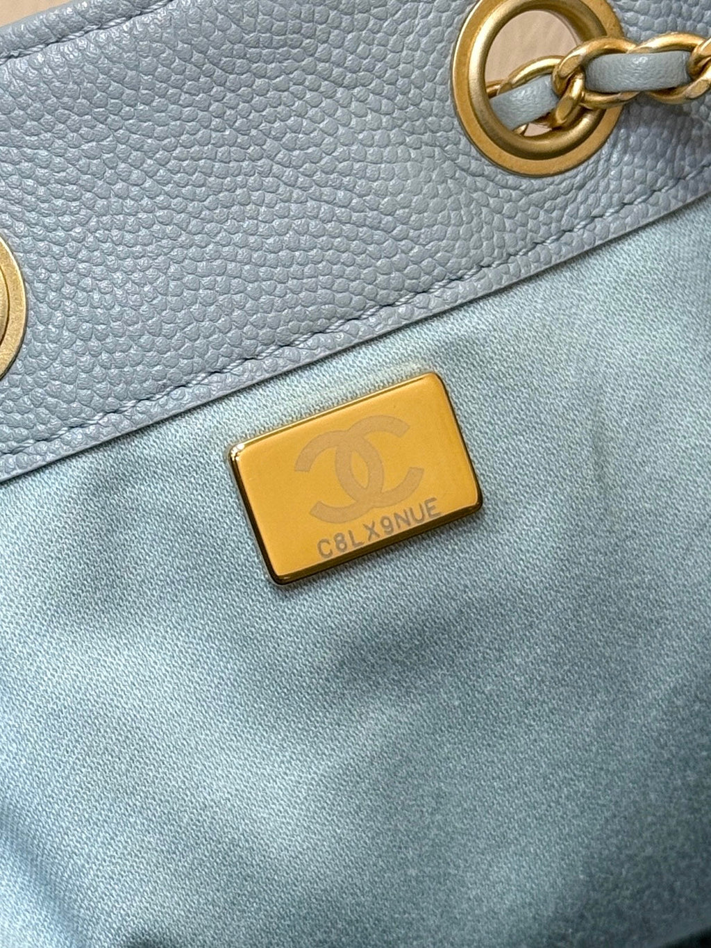 CHANEL 25S HOBO BAG 30 IN LIGHT BLUE CAVIAR WITH GOLD HARDWARE