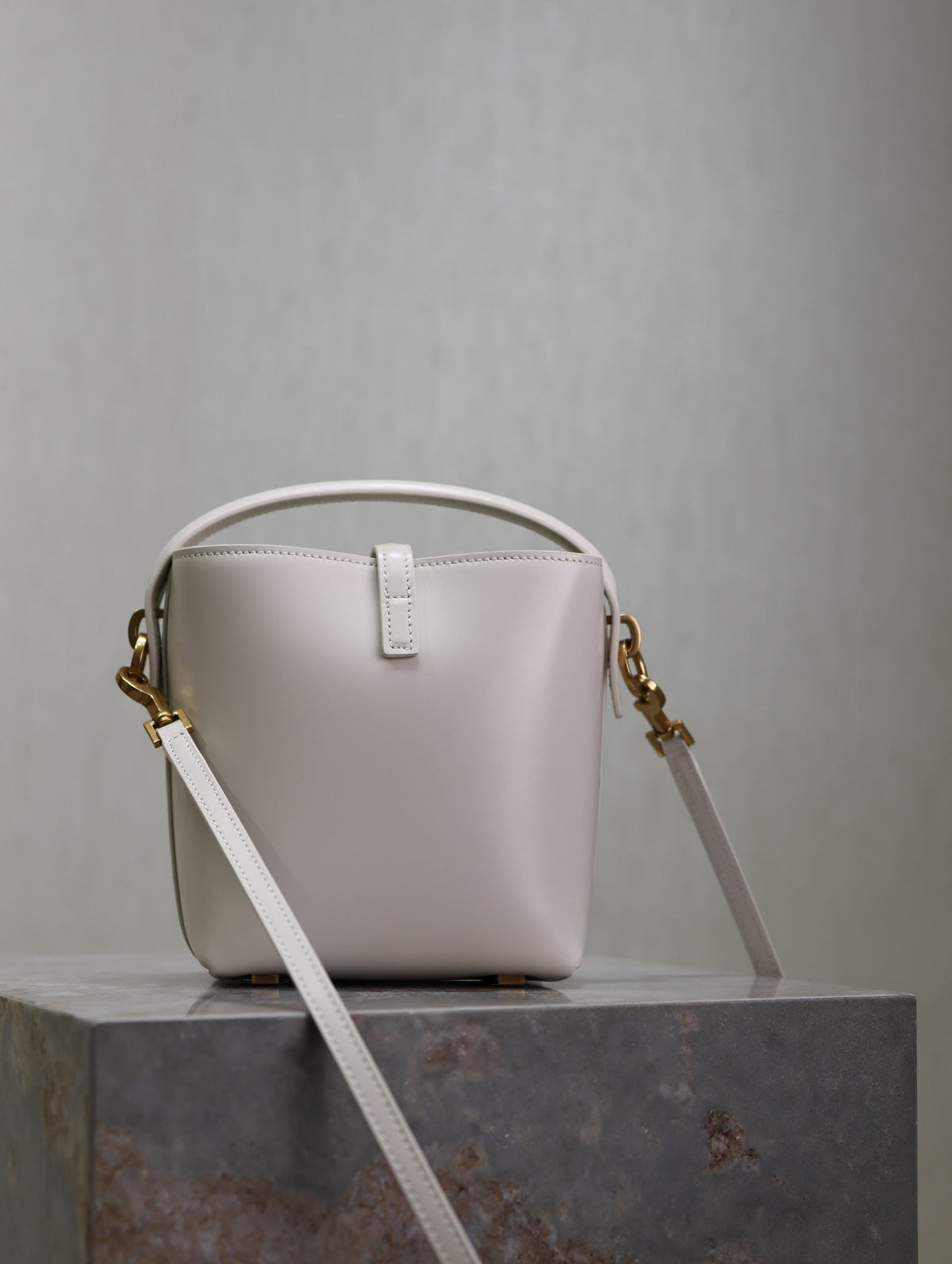 YSL 25S LE 37 MINI 15 IN DUSTY GRAY CALFSKIN GOLD HARDWRE