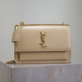 YSL 25S SUNSET BAG 22 IN NUDE CALFSKIN GOLD HARDWRE
