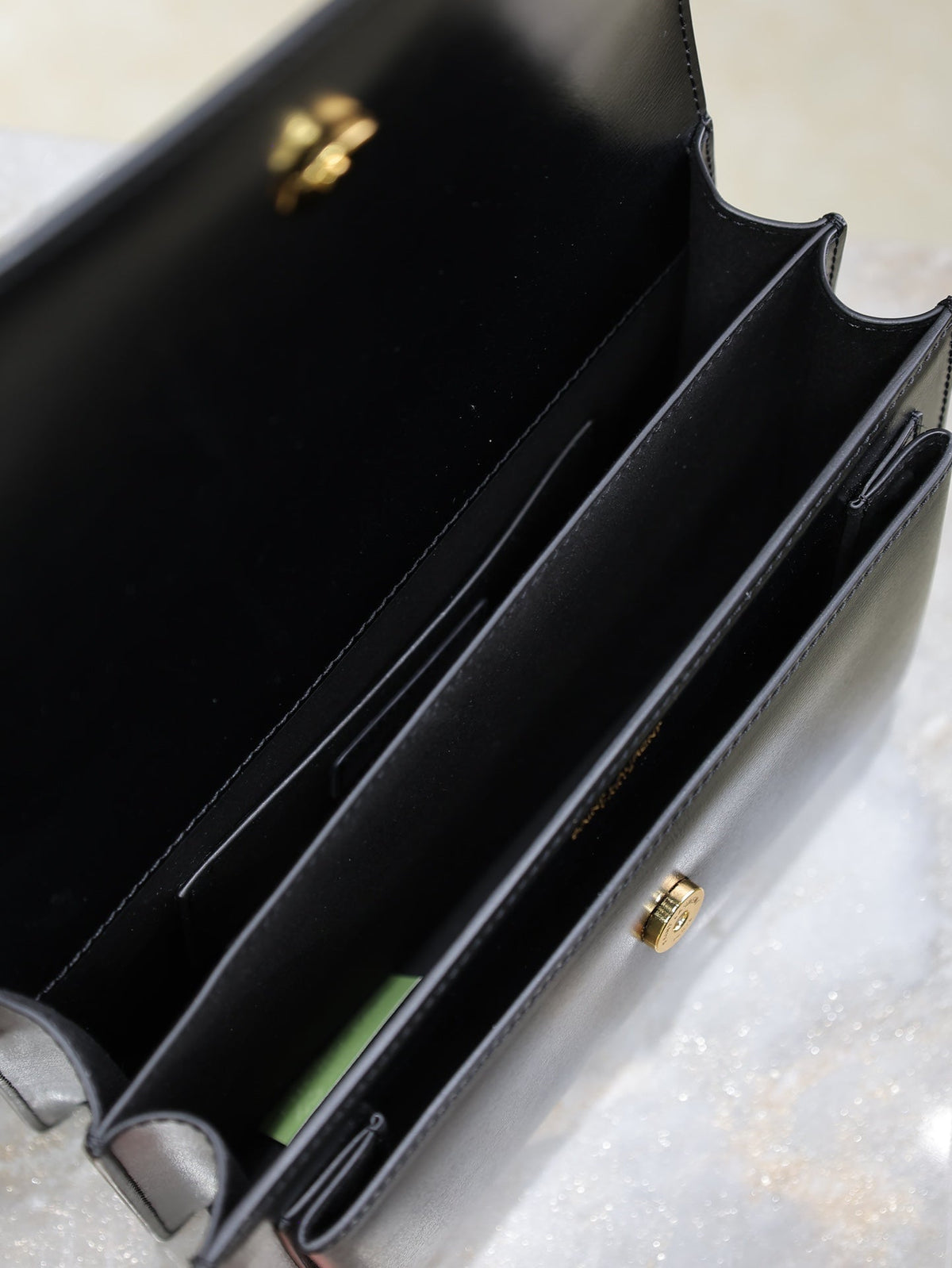 YSL 25S SUNSET BAG 22 IN BLACK CALFSKIN GOLD HARDWARE