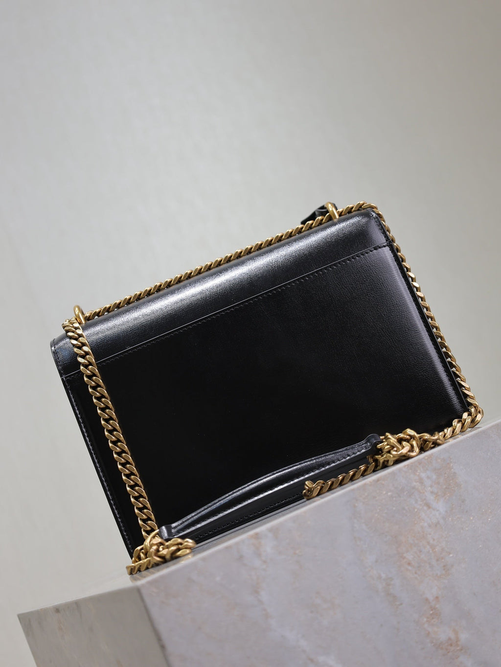 YSL 25S SUNSET BAG 22 IN BLACK CALFSKIN GOLD HARDWRE