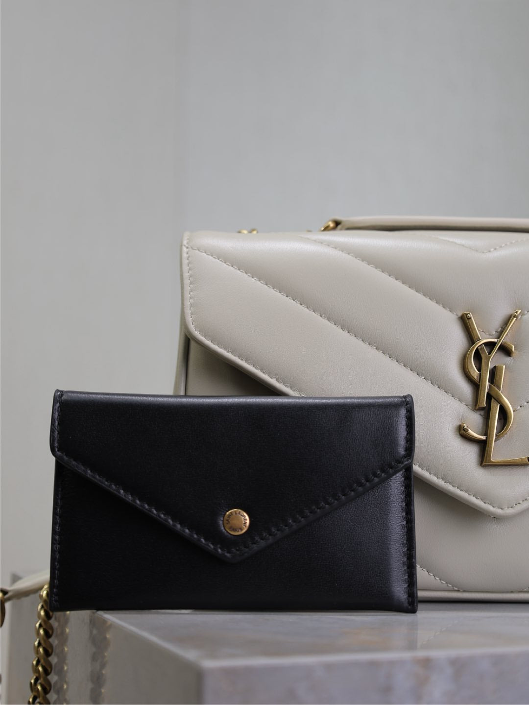 LOULOU SMALL 24 IN WHITE SHEEPSKIN GOLD HARDWARE